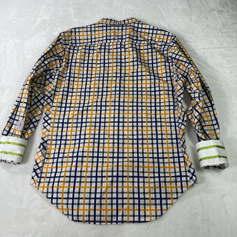 Robert Graham‎ Shirt Mens Medium Multi Colored Tailored Fit Checkered Flip Cuff - Picture 4 of 8